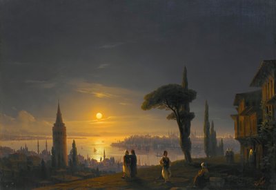 The Galata Tower By Moonlight by Ivan Konstantinovich Aivazovsky