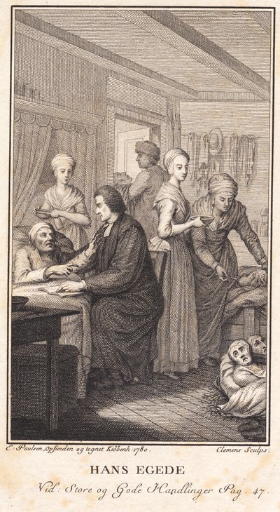 Hans Egede Tending to the Sick Greenlanders by J.F. Clemens