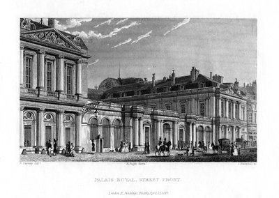 Palais Royal, Paris, France, 1829 by J. Hanshall