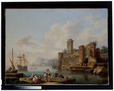 A Harbour Scene by Jacob Philippe Hackert