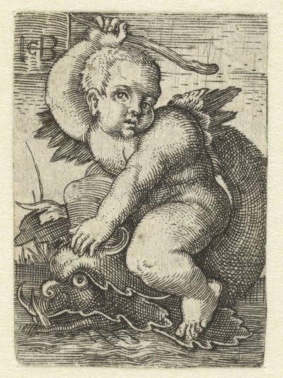 Putto on Dolphin by Jacob Binck