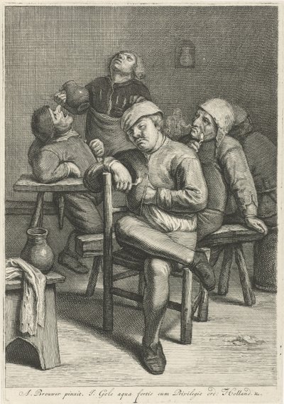 Tavern Scene with Smoking Peasants by Jacob Gole