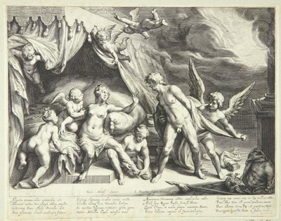 Venus and Mars Discovered by Apollo by Jacob Matham