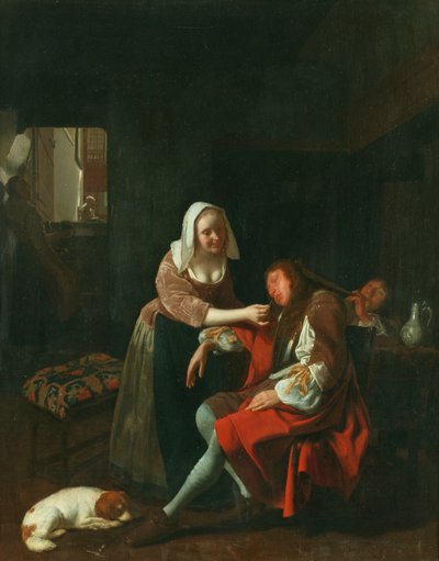 The Sleeping Cavalier by Jacob Lucasz Ochtervelt