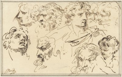 Study Sheet with Ten Heads by Jacob de Wit