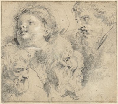 Study Sheet with Five Heads by Jacob de Wit