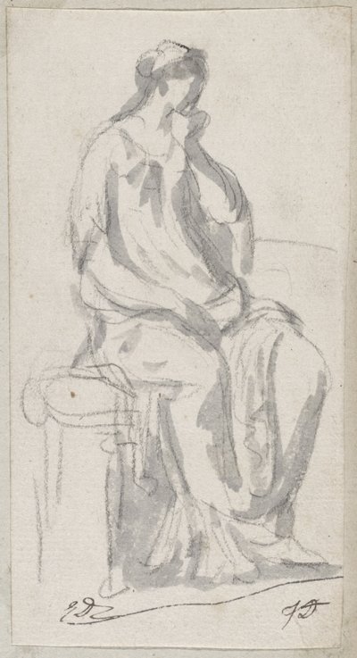 Classical Sculpture of a Pensive Woman by Jacques Louis David