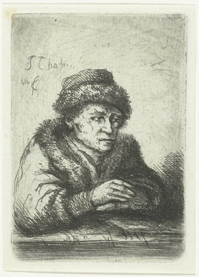 Adult Man at a Table, in Fur Coat by Jan Chalon