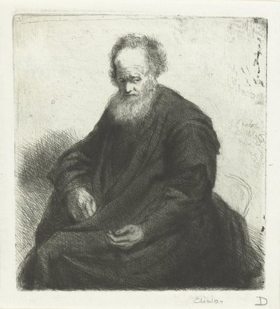 Seated Old Man with Long Cloak by Jan Chalon