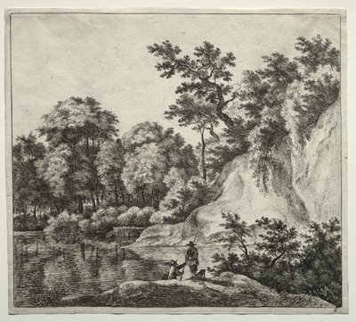 The Rock Bathed by the River by Jan Hackaert