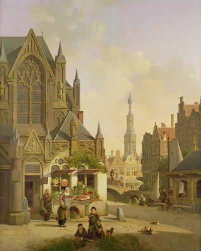 Vegetable Stall in a Dutch Town by Jan Hendrik Verheyen