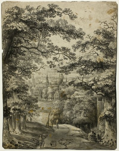 View of City from Road on Hill by Jan Looten