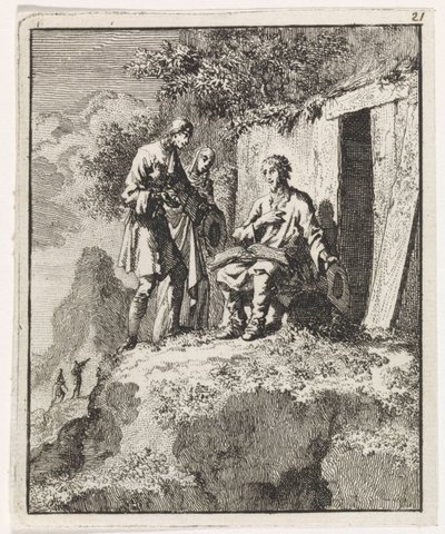 Hermit Visited by Two Figures by Jan Luyken