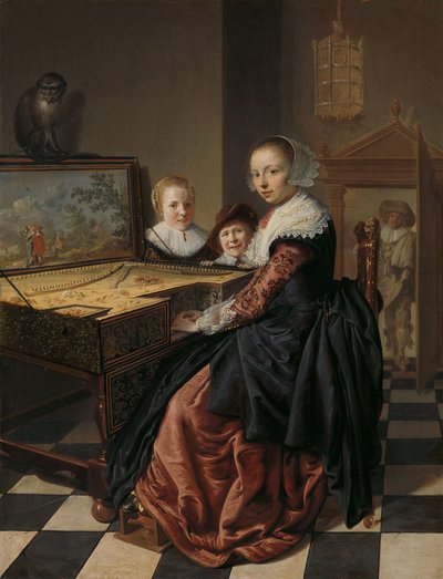 Woman playing the virginal by Jan Miense Molenaer