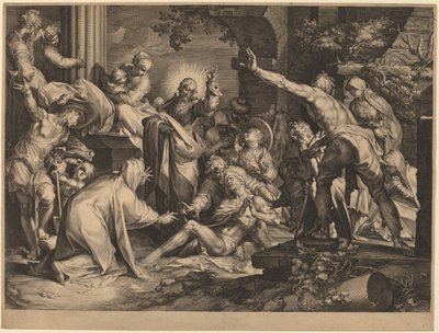 The Raising of Lazarus by Jan Muller after Abraham Bloemaert