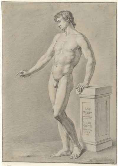 Standing Male Nude by a Column by Jan Swart