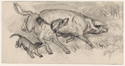 Two Dogs Chasing a Pig by Jan van Essen