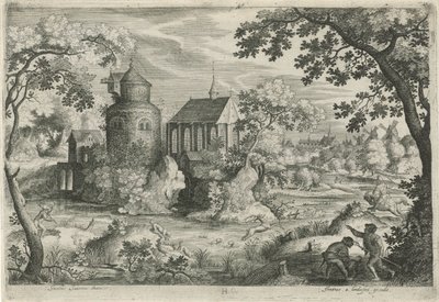 Deer Hunt Near a Chapel by Jan van Londerseel