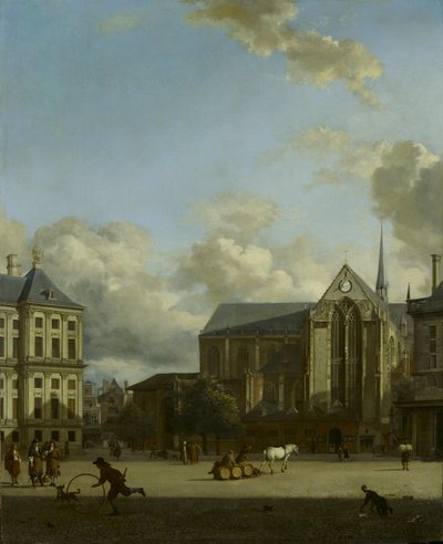 Dam Square with Nieuwe Kerk by Jan van der Heyden