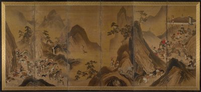 Tartars Hunting in a Mountain Landscape by Japan, Edo period