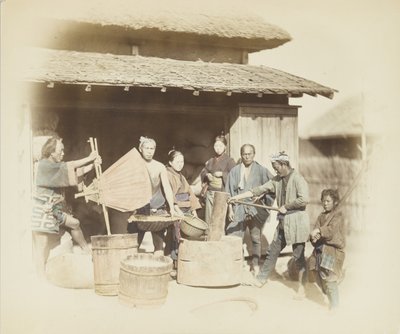 Rice-husking in Japan by Japanese Photographer