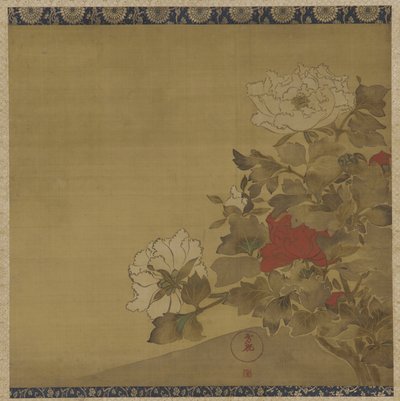 Peonies, Edo period by Japanese School