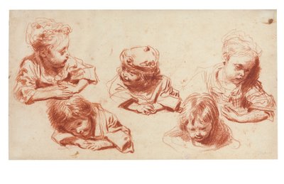 Five Studies of Children by Jean Antoine Watteau