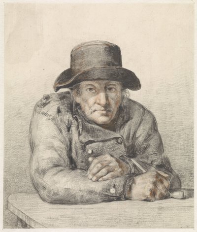 Old Man with Pipe by Jean Augustin Daiwaille