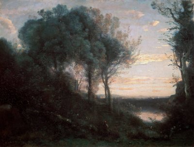 Evening by Jean Baptiste Camille Corot
