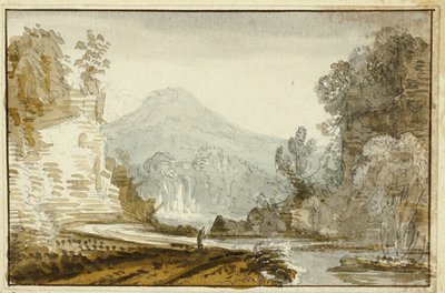 Figure of River Below Cliff by Jean Baptiste Claude Chatelain