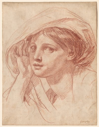 Head of a Young Woman by Jean Baptiste Greuze