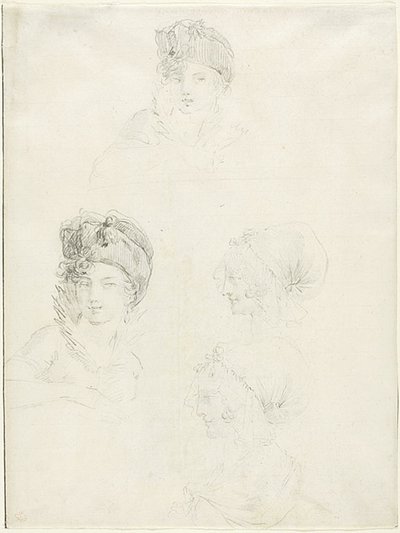 Four Sketches of Two Women by Jean Baptiste Joseph Wicar