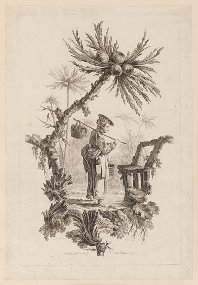 Figure with Basket Under Bough by Jean Baptiste Pillement