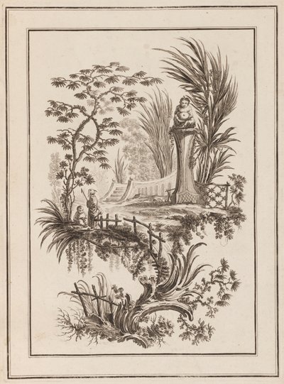 Figures in Garden by Jean Baptiste Pillement