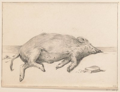 Lying Pig, Facing Right by Jean Bernard