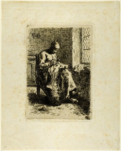 A Woman Sewing by Jean Francois Millet