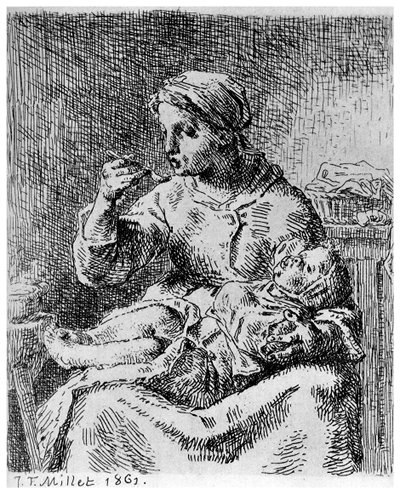 La Bouillie, 1861 by Jean Francois Millet