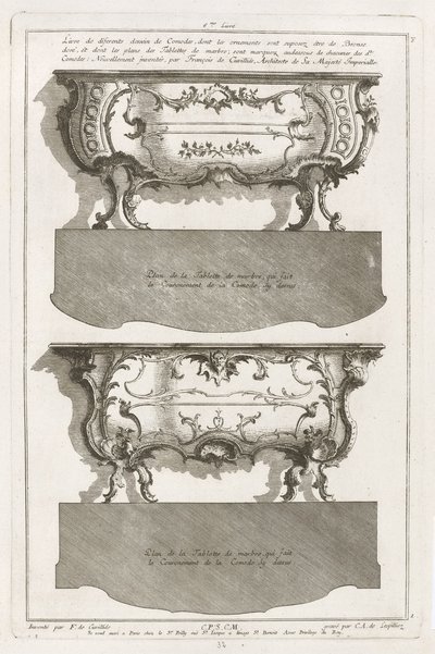 Two Different Designs of Commodes by Jean François Cuvilliés