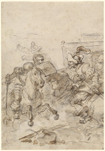 Don Quixote Attacking the Biscayan by Jean Honore Fragonard