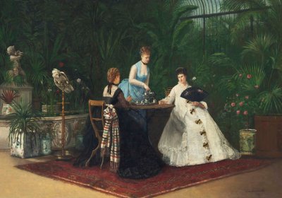 Tea in the conservatory, 1893 by Jeanne Samson