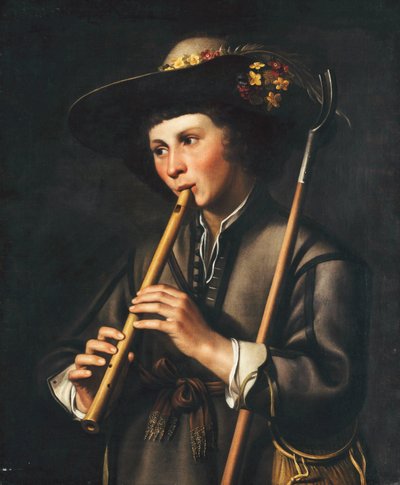 A Shepherd Playing the Pipes by Johan Baeck