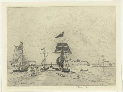 Jetty at Honfleur by Johan Barthold Jongkind