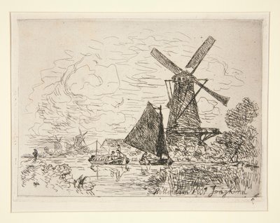 Mills in Holland by Johan Barthold Jongkind