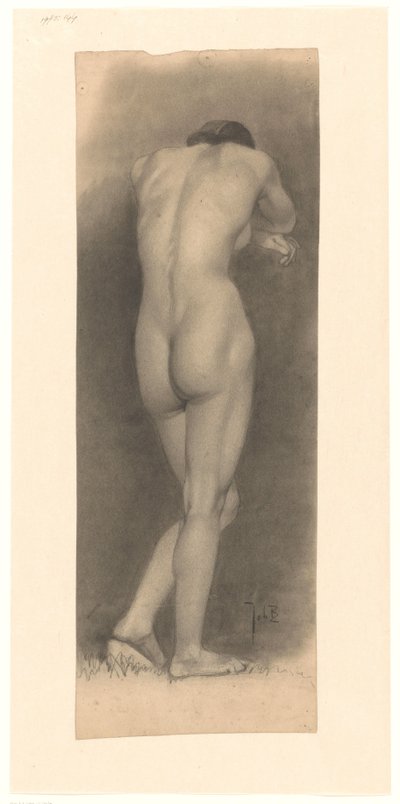 Standing Female Nude, Seen from the Rear by Johan Braakensiek