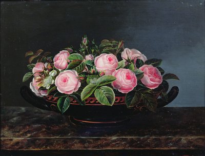 Still Life of Pink Roses by Johan Laurents Jensen