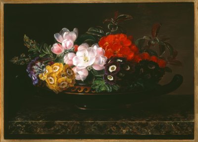 J.L. Jensen, Flower Still Life in Antique Bowl by Johan Laurentz Jensen