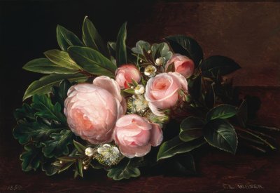 J.L. Jensen, Rose Still Life by Johan Laurentz Jensen