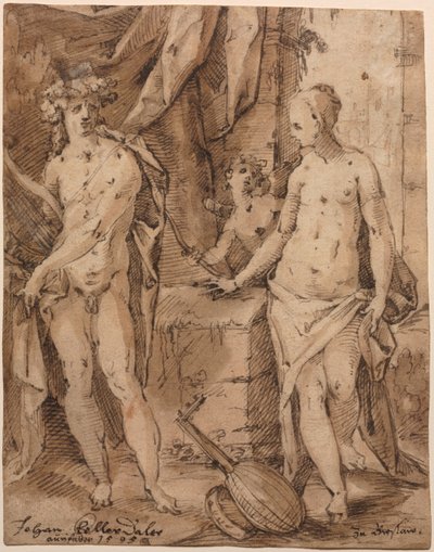 Apollo with Erato and Cupid by Johann Kellerthaler