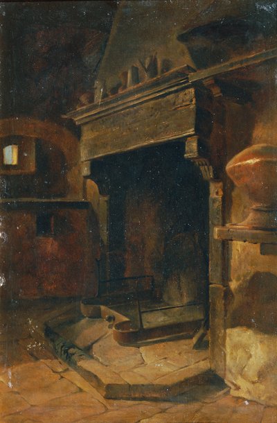 Interior with Fireplace by Johann  Till der Jüngere