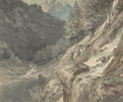 Mountainous Landscape with a River, 1807-63 by Johann Wilhelm Schirmer